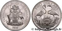 BAHAMAS 2 Dollars Proof flamands roses BAHAMAS 1974 (40mm, 30,50g, 12h) -