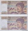 FRANCE 20 Francs DEBUSSY à fil de sécurité Consécutifs FRANCE 20 Francs DEBUSSY à fil de sécurité Consécutifs 1991 UNC- -
