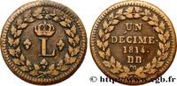 FRANCE Un décime à l’L couronnée LOUIS XVIII Strasbourg 1814 (32mm, 21,92g, 6h) -