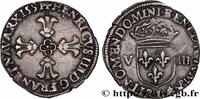 FRANCE Huitième d'écu, croix feuillue de face HENRY IV Bayonne 1591 (25mm, 4,64g, 9h) -