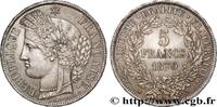 FRANCE 5 francs Cérès, avec légende GOUVERNEMENT DE LA DÉFENSE NATIONALE Paris 1870 (37mm, 25,07g, 6h) -