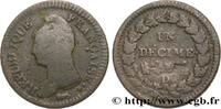 FRANCE Un décime Dupré, grand module, refrappage du 2 d DIRECTOIRE Lyon 1797 (33,5mm, 19,09g, 6h) -