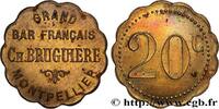 CAFES BRASSERIES AND RESTAURANTS 20 Centimes - Grand Bar Français CAFES BRASSERIES AND RESTAURANTS Montpellier n.d. (24mm, 3,16g, 12h) -