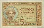 MADAGASCAR 5 Francs MADAGASCAR 5 Francs 1937 XF -