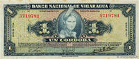 NICARAGUA 1 Cordoba NICARAGUA 1 Cordoba 1954 XF -