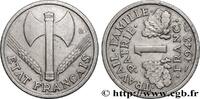 FRANCE 1 franc Francisque, légère, Fauté coins tournés à FRENCH STATE 1943 (23mm, 1,28g, 3h) -