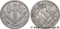 FRANCE 1 franc Francisque, lourde, Fauté coins tournés à FRENCH STATE 1942 (23mm, 1,62g, 3h) -