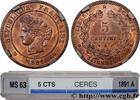 FRANCE 5 centimes Cérès III REPUBLIC Paris 1891 (25mm, 5g, 6h) -