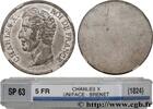 FRANCE Épreuve uniface d'avers de 5 francs par Brenet CHARLES X Paris n.d. (37,1mm, 12,96g, h) -