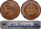 FRANCE 10 centimes Cérès III REPUBLIC Paris 1876 (30mm, 10,1g, 6h) -