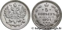 RUSSIA 5 Kopecks aigle bicéphale RUSSIA Saint-Petersbourg 1901 (15mm, 0,91g, 12h) -