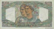 FRANCE 1000 Francs MINERVE ET HERCULE FRANCE 1000 Francs MINERVE ET HERCULE 1950 VF+ -