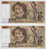 FRANCE 100 Francs DELACROIX 442-1 & 442-2 Consécutifs FRANCE 100 Francs DELACROIX 442-1 & 442-2 Consécutifs 1994 AU+ -
