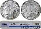 FRANCE 1 franc Morlon, légère PROVISIONAL GOVERNEMENT OF THE FRENCH REPUBLIC Beaumont-Le-Roger 1945 (23mm, 1,28g, 6h) -