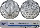 FRANCE 2 francs Francisque FRENCH STATE Beaumont-Le-Roger 1944 (27,02mm, 2,21g, 6h) -