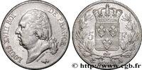 FRANCE 5 francs Louis XVIII, tête nue LOUIS XVIII Paris 1823 (37,10mm, 24,89g, 7h) -