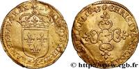 FRANCE Écu d'or au soleil, à la croix anillée fleurdelisé LOUIS XIII Amiens 1643 (24,5mm, 3,32g, 2h) -