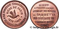 FRANCE Essai au module de 10 centimes, pigeons voyageurs, GOUVERNEMENT DE LA DÉFENSE NATIONALE Paris n.d. (30mm, 9,45g, 12h) -