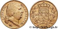 FRANCE 20 francs or Louis XVIII, tête nue LOUIS XVIII Perpignan 1824 (21mm, 6,40g, 6h) -