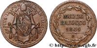 ITALY - PAPAL STATES - PIUS IX (Giovanni Maria Mas 1/2 (Mezzo) Baiocco an IIII ITALY - PAPAL STATES - PIUS IX (Giovanni Maria Mastai Ferretti) Rome 1849 (23,5mm, 4,91g, 6h) -