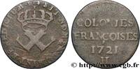AMERICA - Louisiana, Acadia, Canada 9 Deniers des Colonies Françoises AMERICA - Louisiana, Acadia, Canada La Rochelle - H 1721 (25mm, 5,42g, 6h) -