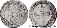 FRANCE Quart d'écu, à la croix fleurdelisée, titulature c LOUIS XIII Montpellier 1643 (29,5mm, 9,59g, 1h) -