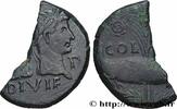 Dupondius COL NEM (as), coupé c. 10-14 AD. THE JULIO-CLAUDIANS (27 BC to 69 AD) NEMAUSUS - NIMES - AUGUSTUS und AGRIPPA Nîmes, Gaule c. 10-14 AD....