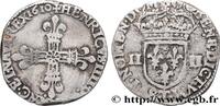 Quart d écu, croix bâtonnée et fleurdelisée de fac 1610 FRANKREICH HENRY IV Nantes 1610 (27,5mm, 9,54g, 12h) SS/fSS