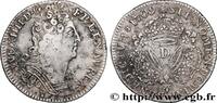 FRANCE Quart d'écu aux trois couronnes LOUIS XIV THE SUN KING Lyon 1709 (28mm, 7,56g, 6h) -