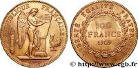 FRANCE 100 francs or Génie, tranche inscrite en relief Li III REPUBLIC Paris 1909 (35mm, 32,32g, 6h) -