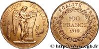 FRANCE 100 francs génie, tranche inscrite en relief liber III REPUBLIC Paris 1910 (35mm, 32,28g, 6h) -