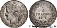 FRANCE 5 francs Cérès, sans légende GOUVERNEMENT DE LA DÉFENSE NATIONALE Bordeaux 1871 (37mm, 24,92g, 6h) -