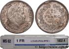 FRANCE 1 franc Louis-Philippe, couronne de chêne LOUIS-PHILIPPE I Paris 1832 (23mm, 5g, 6h) -