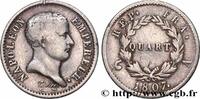 FRANCE Quart (de franc) Napoléon Empereur, tête de nègre PREMIER EMPIRE / FIRST FRENCH EMPIRE Paris 1807 (15mm, 1,20g, 5h) -