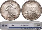 FRANCE 1 franc Semeuse III REPUBLIC Paris 1912 (23mm, 5,00g, 6h) -