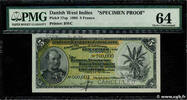DANISH WEST INDIES (VIRGIN ISLANDS) 5 Francs Spécimen DANISH WEST INDIES (VIRGIN ISLANDS) 5 Francs Spécimen 1905 UNC- -
