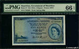 MAURITIUS 5 Rupees MAURITIUS 5 Rupees 1954 UNC -