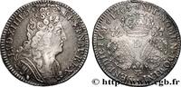 FRANCE Quart d'écu aux trois couronnes LOUIS XIV THE SUN KING Lyon 1709 (28,5mm, 7,60g, 6h) -