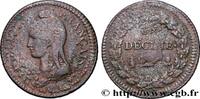 FRANCE Un décime Dupré, grand module, refrappage du 2 d DIRECTOIRE Limoges 1797 (32mm, 19,94g, 6h) -