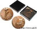 FRANCE Médaille, Jean Moulin RÉSISTANCE Monnaie de Paris 1985 (72mm, 252,92g, 12h) -