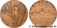 FRANCE Médaille, ESSO Parentis MER ET MARINE : PAQUEBOTS, NAVIRES, BATEAUX 1958 (88,5mm, 297,79g, 12h) -