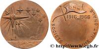 FRANCE Médaille, Société Maritime Nationale MER ET MARINE : PAQUEBOTS, NAVIRES, BATEAUX Monnaie de Paris 1966 (67,5mm, 173,98g, 12h) -