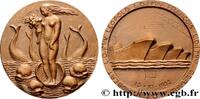 FRANCE Médaille, Lancement de 4 navires par la compagnie MER ET MARINE : PAQUEBOTS, NAVIRES, BATEAUX 1952 (63mm, 145,42g, 12h) -