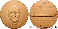 FRANCE Médaille, Hippolyte Worms MER ET MARINE : PAQUEBOTS, NAVIRES, BATEAUX Monnaie de Paris 1968 (80,5mm, 285,22g, 12h) -