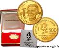 FRANCE Belle Épreuve Or 500 francs - Pierre de Coubertin COMMEMORATIVE COINS MONNAIE DE PARIS Pessac 1991 (31mm, 17g, 6h) -