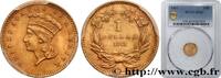 1 Dollar”Indian Princess”, tête large UNITED STATES OF AMERICA Philadelphie 1861 (15,15mm, 1,19g, 6h) MS62
