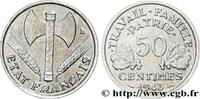 FRANCE 50 centimes Francisque, légère FRENCH STATE Beaumont-le-Roger 1943 (17,92mm, 0,68g, 6h) -
