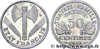 FRANCE 50 centimes Francisque, légère FRENCH STATE Beaumont-Le-Roger 1943 (18mm, 0,70g, 6h) -