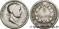 FRANCE 2 francs Napoléon Ier tête laurée, République fran PREMIER EMPIRE / FIRST FRENCH EMPIRE Paris 1808 (27mm, 10g, 6h) -