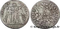 FRANCE 5 francs Union et Force, Union serré, avec glands DIRECTOIRE Bordeaux 1798 (37mm, 25g, 6h) -